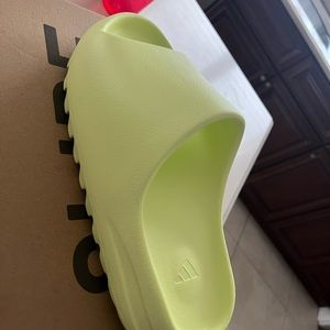 lime green yeezy slides
